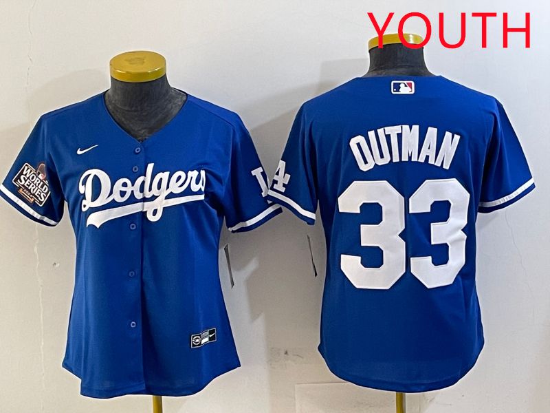 Youth Los Angeles Dodgers #33 Outman Blue Game 2025 Nike MLB Jersey style 3